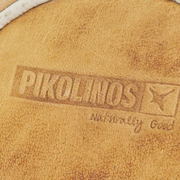 Pikolinos Tan Brown Leather Heeled Slide Sandal Shoe Women's 37 US 7 Boho Chic - Picture 8 of 10